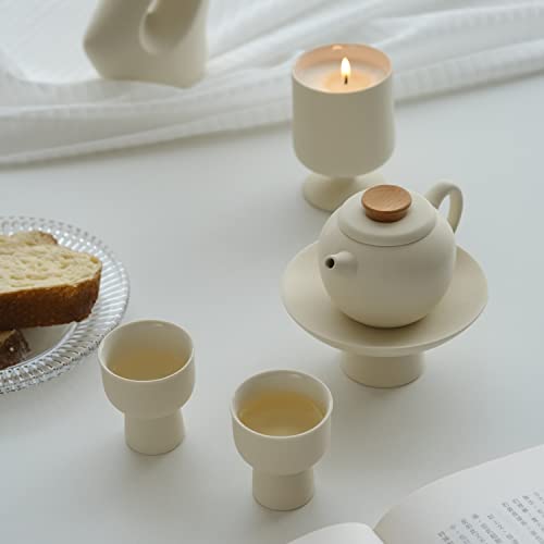 Elegant Matte Crème Mini Tea Set with Cups