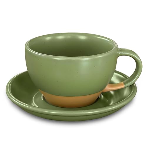 Mora Moss Green Latte Art Mug & Saucer