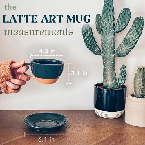 Charcoal Ceramic Latte Art Mug & Saucer Set