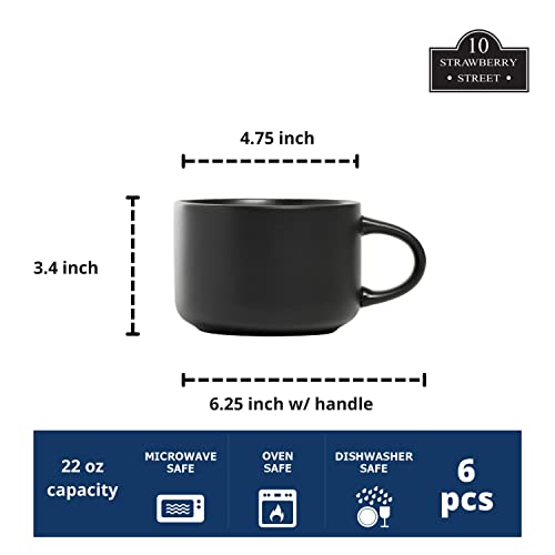 Oversized Matte Black Mug Set of 6
