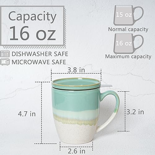 Bosmarlin 16 Oz Ceramic Tea Cup with Infuser