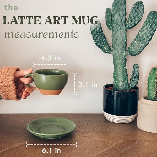 Mora Moss Green Latte Art Mug & Saucer