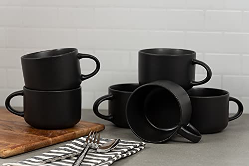 Oversized Matte Black Mug Set of 6