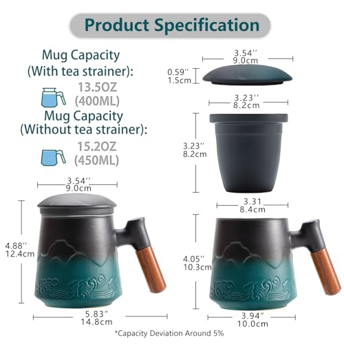ZENS Infuser Tea Mug with Lid and Handle