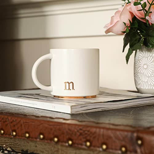 Elegant Monogram Ceramic Coffee Mugs - 15 oz