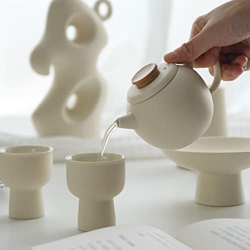 Elegant Matte Crème Mini Tea Set with Cups