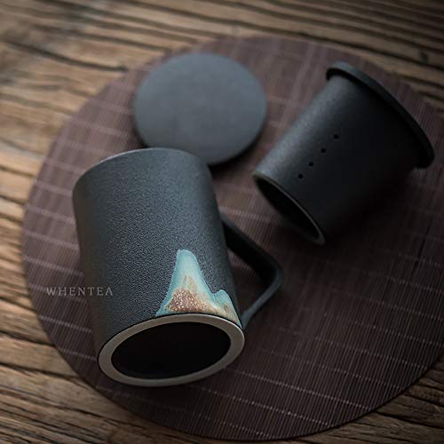 Japanese Pottery Mug with Infuser and Lid