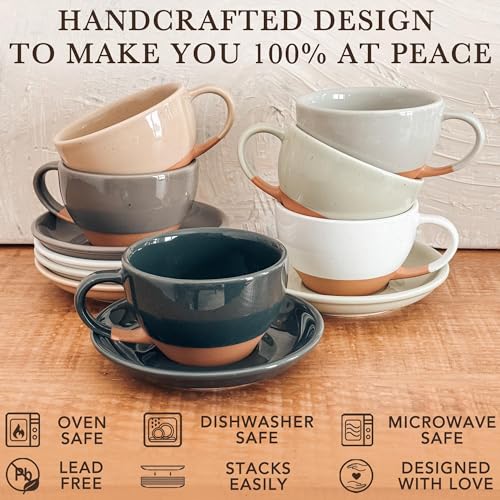 Charcoal Ceramic Latte Art Mug & Saucer Set