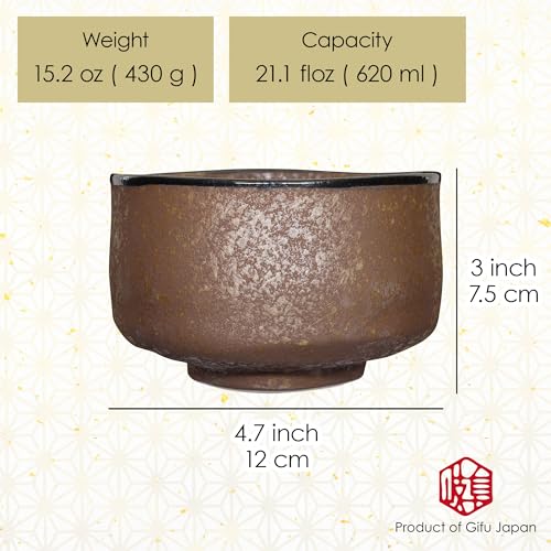 Handmade Japanese Matcha Tea Bowl with Gold