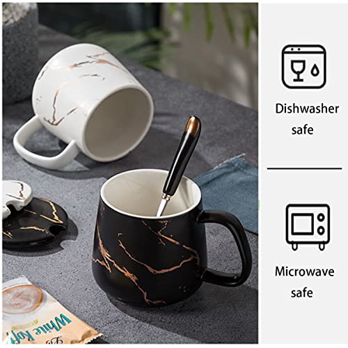Marble Coffee Mug with Lid and Spoon
