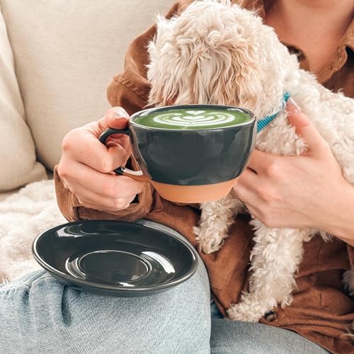 Charcoal Ceramic Latte Art Mug & Saucer Set