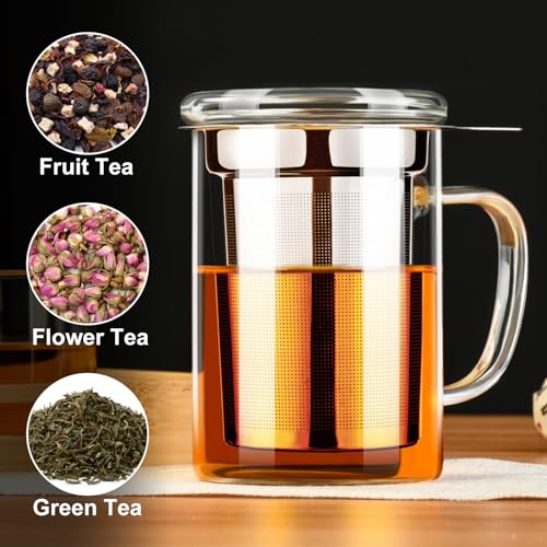 Borosilicate Clear Tea Mug with Infuser and Lid