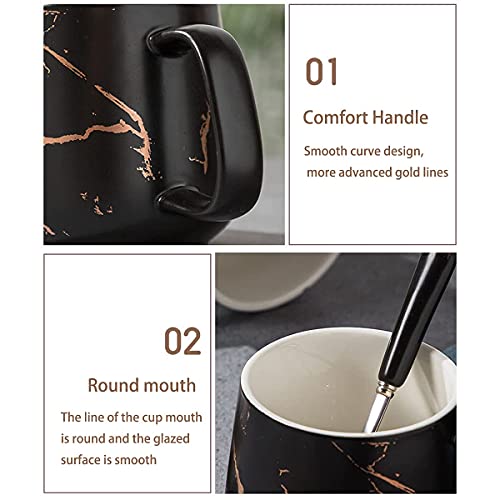 Marble Coffee Mug with Lid and Spoon