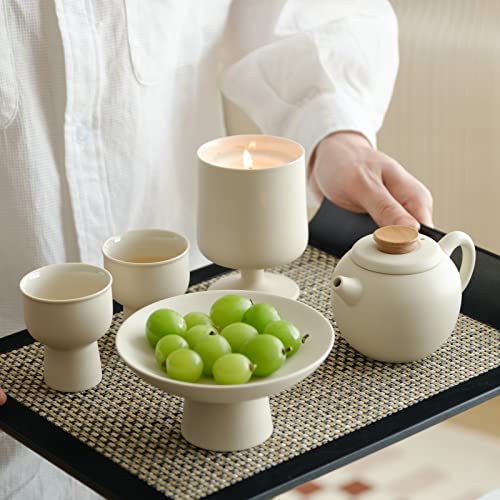 Elegant Matte Crème Mini Tea Set with Cups
