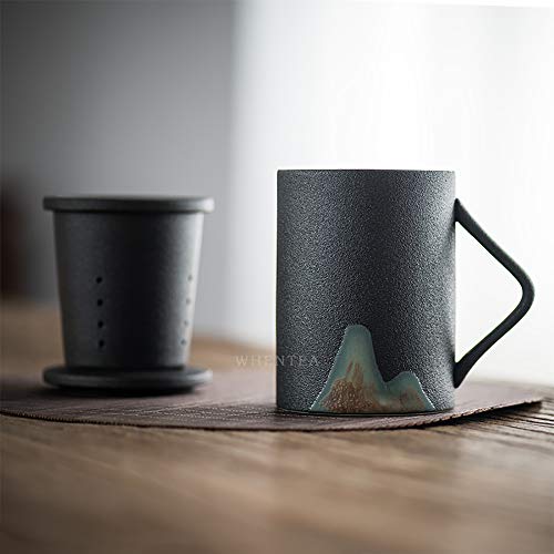 Japanese Pottery Mug with Infuser and Lid