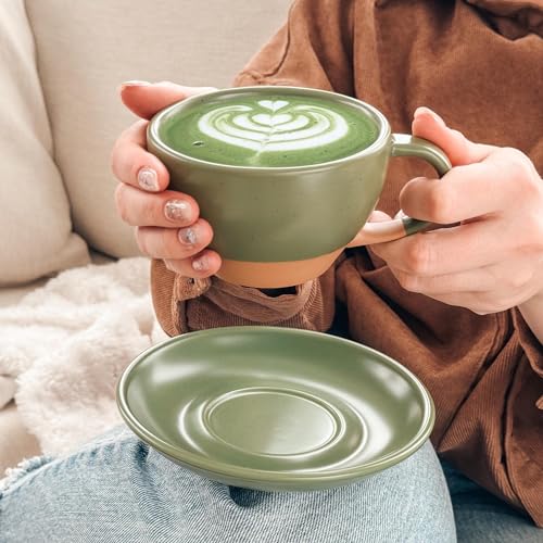 Mora Moss Green Latte Art Mug & Saucer