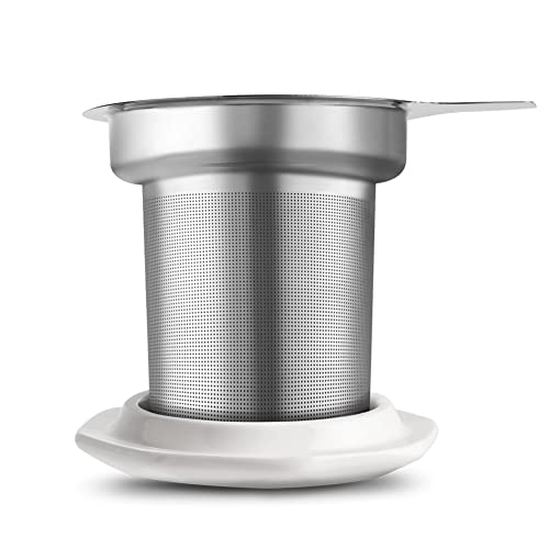 Geometric Turquoise Tea Mug with Infuser and Lid