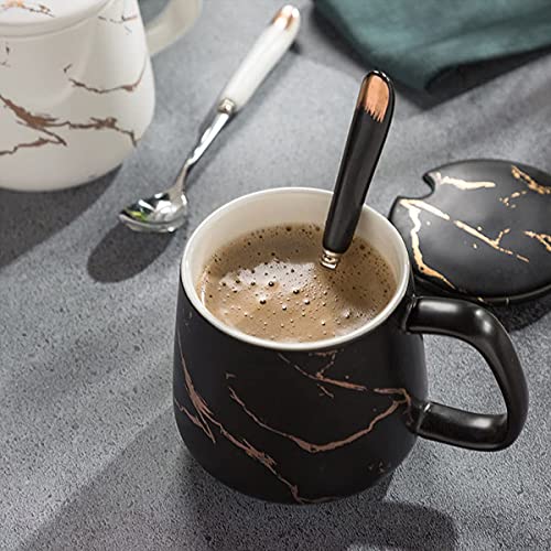 Marble Coffee Mug with Lid and Spoon