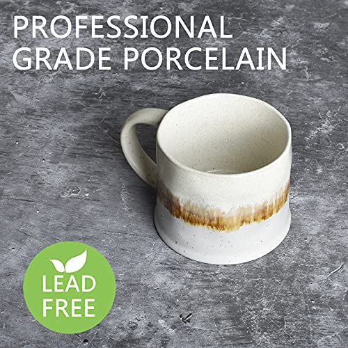 Beige Ceramic Coffee Mugs Set of 2, 15 Oz