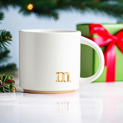 Elegant Monogram Ceramic Coffee Mugs - 15 oz