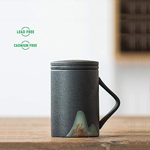 Japanese Pottery Mug with Infuser and Lid