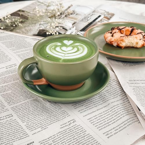 Mora Moss Green Latte Art Mug & Saucer