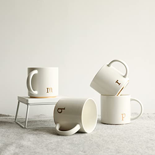 Elegant Monogram Ceramic Coffee Mugs - 15 oz