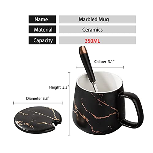 Marble Coffee Mug with Lid and Spoon