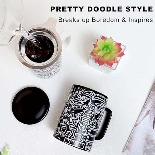 Doodle Style Infuser Tea Cup - 14oz Porcelain
