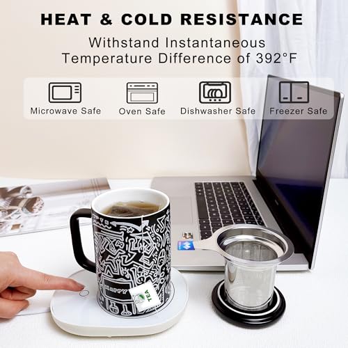 Doodle Style Infuser Tea Cup - 14oz Porcelain