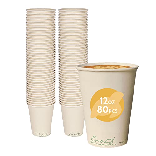 Bamboo Fiber 12oz Compostable Cups - 80 Count