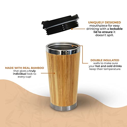 L&L MOZEN 15oz Spill-Proof Bamboo Travel Cup