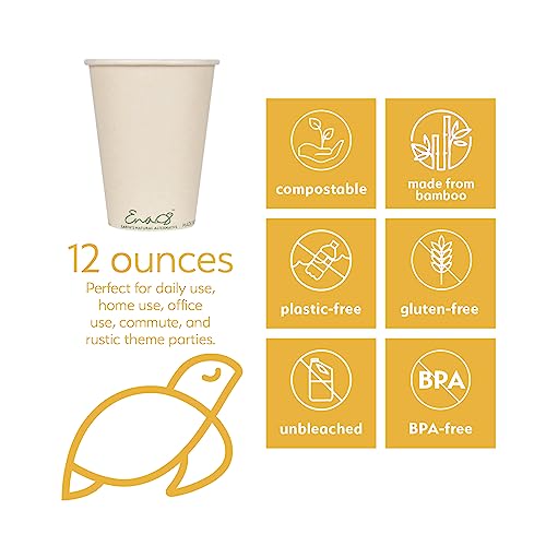 Bamboo Fiber 12oz Compostable Cups - 80 Count