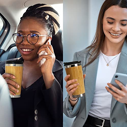 L&L MOZEN 15oz Spill-Proof Bamboo Travel Cup