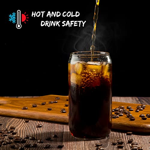 Set of 8 Bamboo Lid Can-Shaped Glass Cups