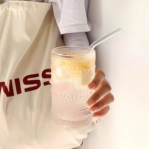 2-Pack Iced Coffee Glasses with Bamboo Lids