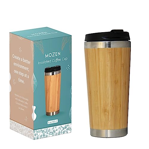 L&L MOZEN 15oz Spill-Proof Bamboo Travel Cup