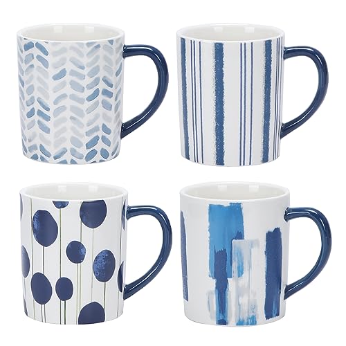 Hoikwo Blue Ceramic Coffee Mug Set of 4