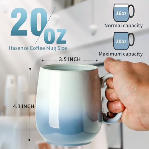 Large Gradient Light Blue Porcelain Coffee Mug
