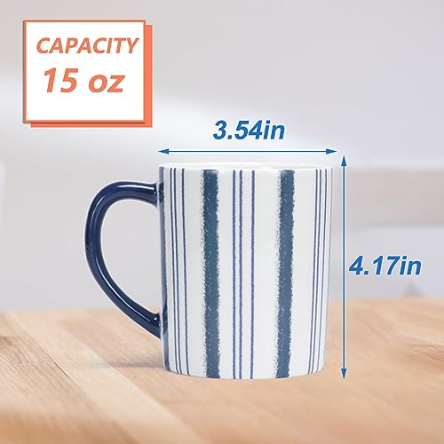 Hoikwo Blue Ceramic Coffee Mug Set of 4