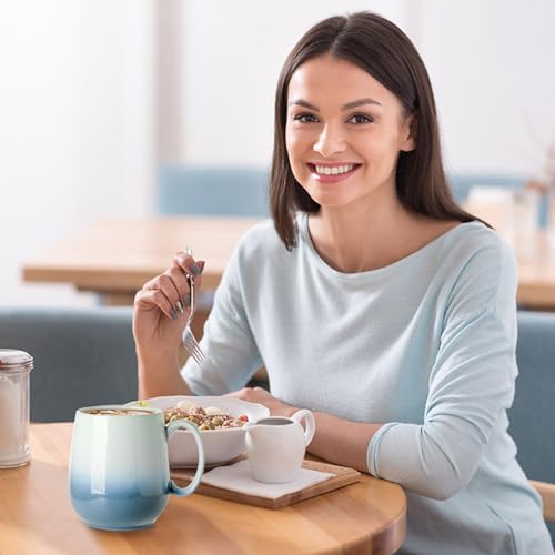 Large Gradient Light Blue Porcelain Coffee Mug