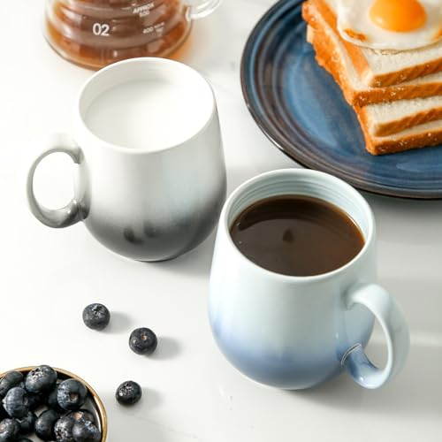 Large Gradient Light Blue Porcelain Coffee Mug
