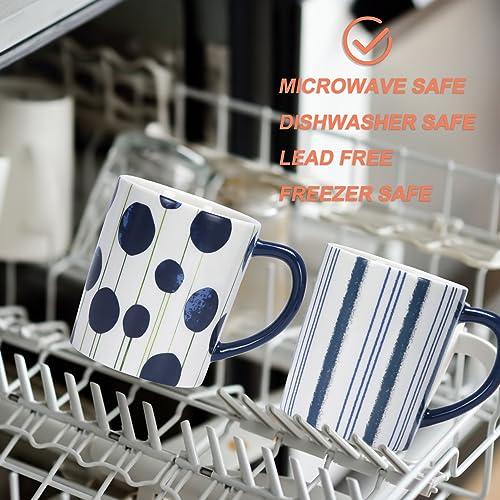 Hoikwo Blue Ceramic Coffee Mug Set of 4