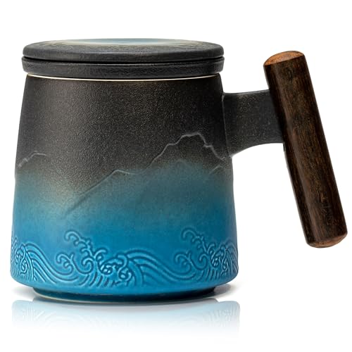 Suyika Ceramic Tea Cup with Infuser and Lid