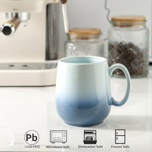 Large Gradient Light Blue Porcelain Coffee Mug