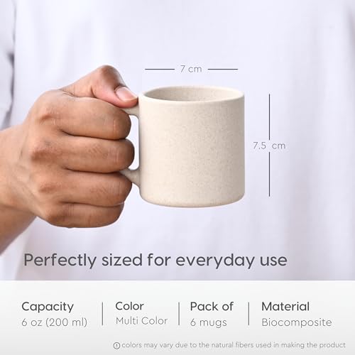 Eco-Friendly Coffee Cup Set of 6 - 6.7 oz