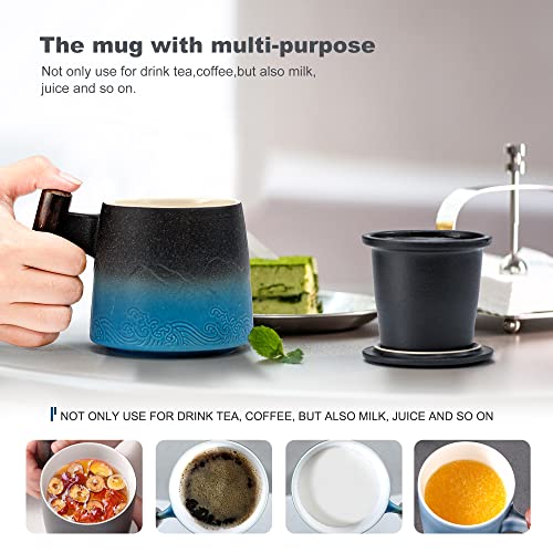 Suyika Ceramic Tea Cup with Infuser and Lid
