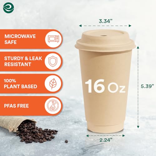 ECO SOUL Compostable 16oz Hot Cups (25 Count)