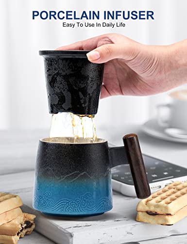 Suyika Ceramic Tea Cup with Infuser and Lid