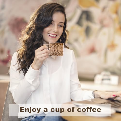 Retro 8 oz Ceramic Coffee Mugs - Brown